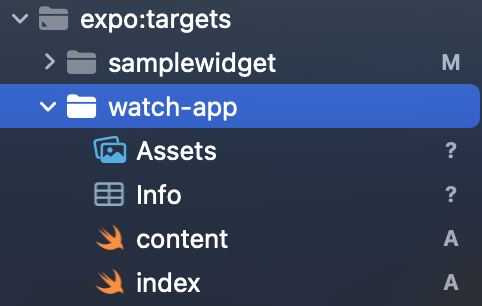 xcodeにwatch-appディレクトリが表示されている画像